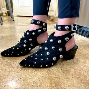 Black stud booties